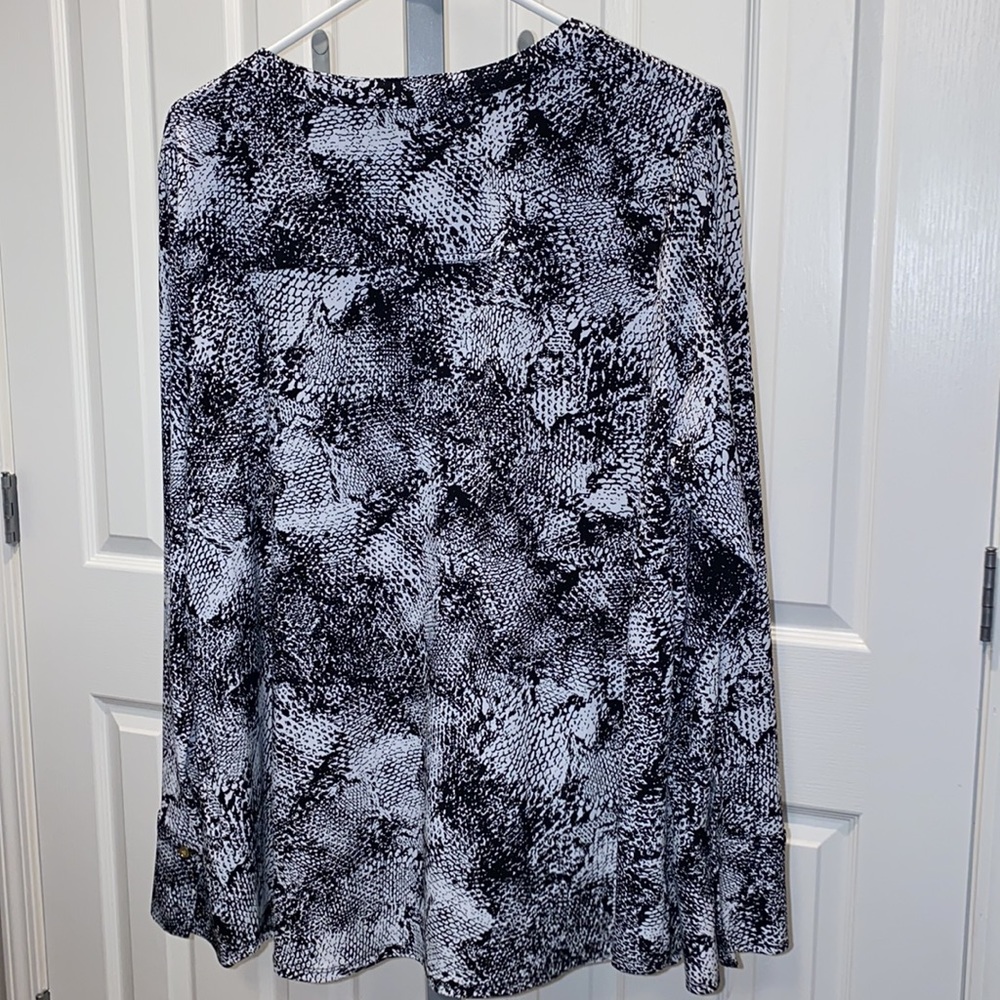 Women's Dana Bachman black / white long sleeved tunic shirt , size 1X - Picture 7 of 13